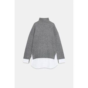 ZARA KNIT JUMPER WITH CONTRAST POPLIN